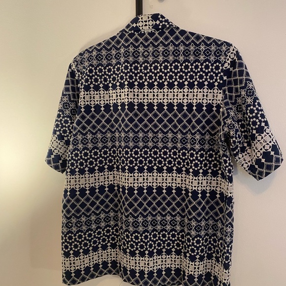 Needles Embroidered Cabana Shirt, Navy and White - Picture 5 of 5
